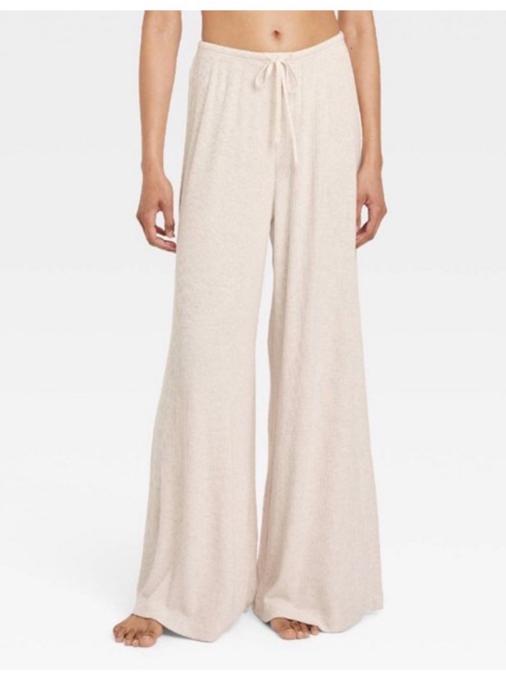 Auden Cozy Ribbed Wide-Leg Lounge Pants in Cream